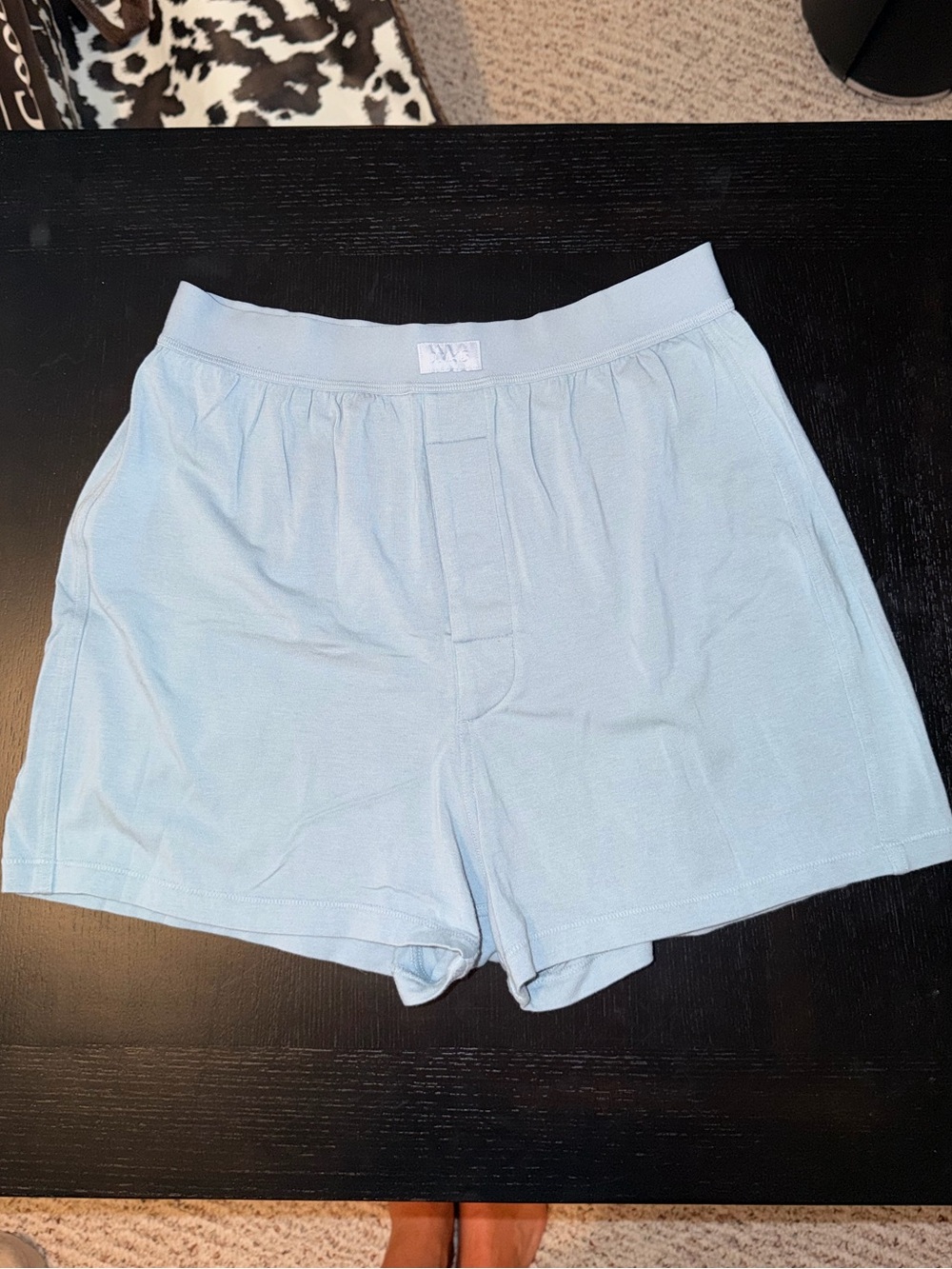 SKIMS Light Blue Lounge Boxer Shorts